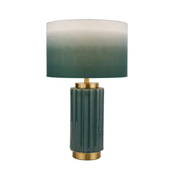 Scalloped Table Lamp with Shade - Teal, Ceramic