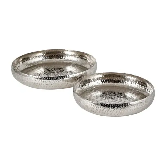 Set of 2 Bowls with Hammered Texture - Silver