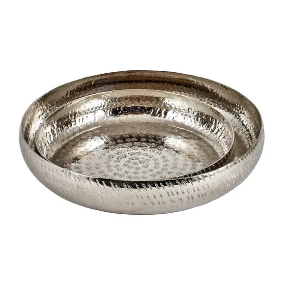 Set of 2 Bowls with Hammered Texture - Silver
