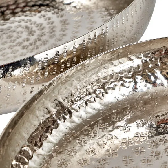 Set of 2 Bowls with Hammered Texture - Silver