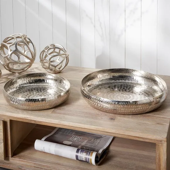 Set of 2 Bowls with Hammered Texture - Silver image
