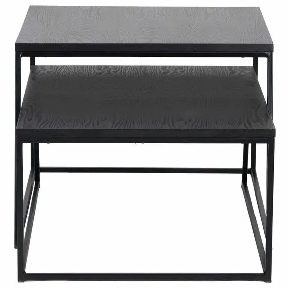 Set of 2 Coffee Tables - Black, Ash Veneer