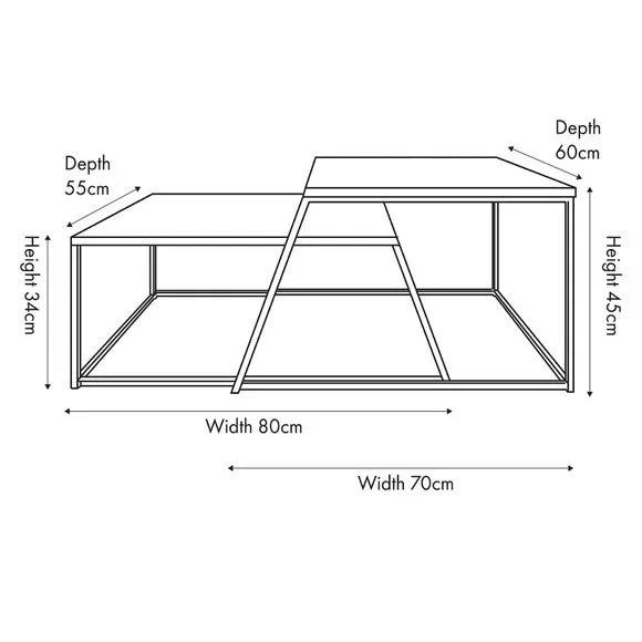Set of 2 Coffee Tables - Black, Ash Veneer