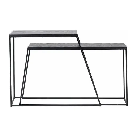 Set of 2 Console Tables - Black, Ash Veneer