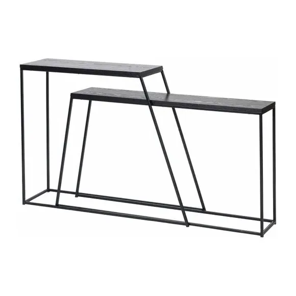 Set of 2 Console Tables - Black, Ash Veneer