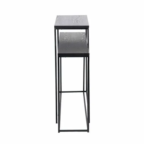 Set of 2 Console Tables - Black, Ash Veneer