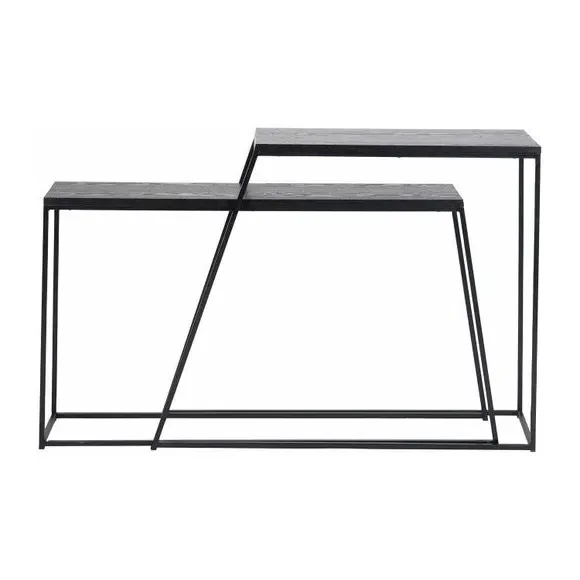 Set of 2 Console Tables - Black, Ash Veneer