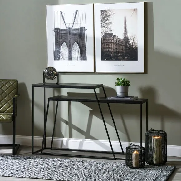 Set of 2 Console Tables - Black, Ash Veneer image