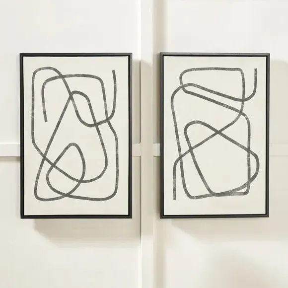Set of 2 Framed Canvas Prints - Black, Beige image