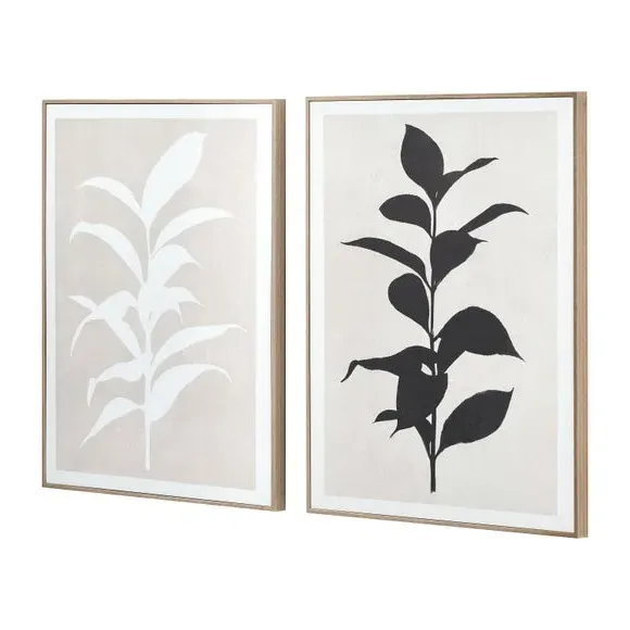 Set of 2 Framed Canvas Prints - Black, Natural