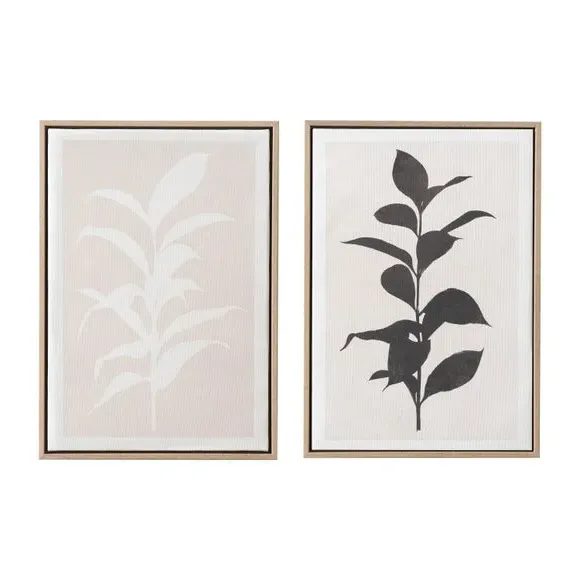 Set of 2 Framed Canvas Prints - Black, Natural