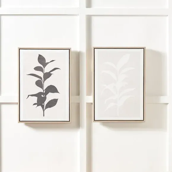 Set of 2 Framed Canvas Prints - Black, Natural