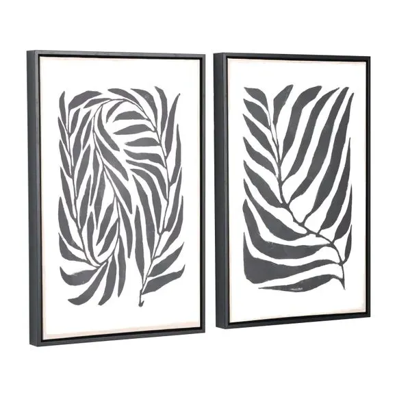 Set of 2 Framed Canvas Prints - Black, Recycled