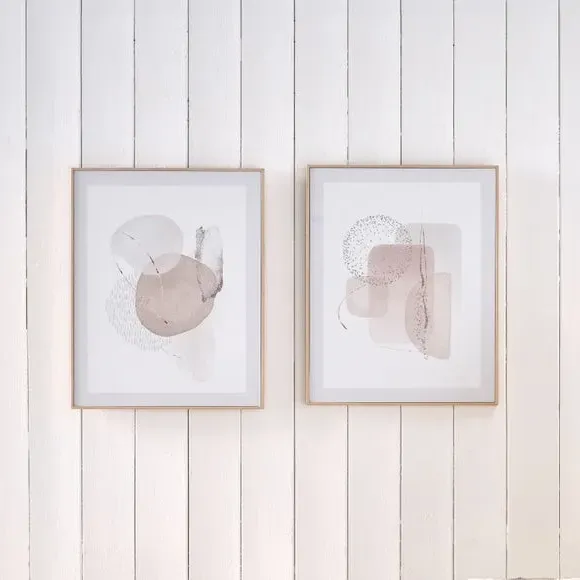 Set of 2 Framed Canvas Prints - White, Wood image