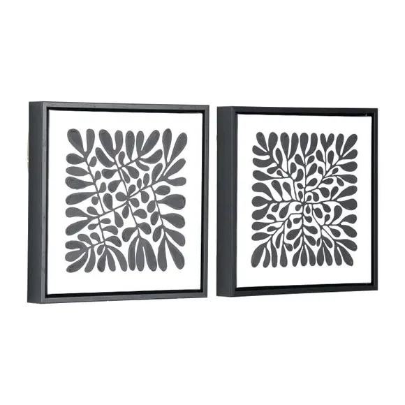 Set of 2 Square Framed Canvas - Black, White