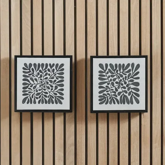 Set of 2 Square Framed Canvas - Black, White image