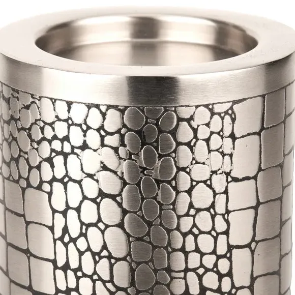 Set of 3 Candle Holders Croc Effect - Silver