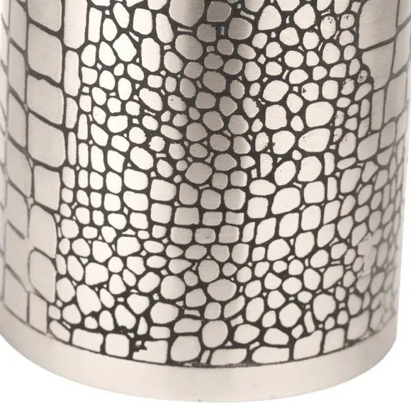 Set of 3 Candle Holders Croc Effect - Silver