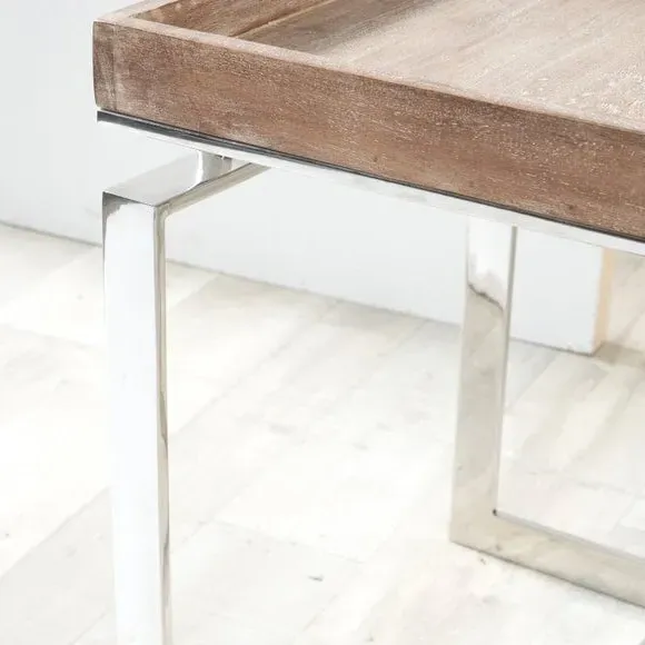 Side Table with Antique Finish - Natural, Mango Wood