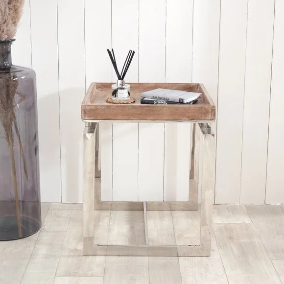 Side Table with Antique Finish - Natural, Mango Wood image