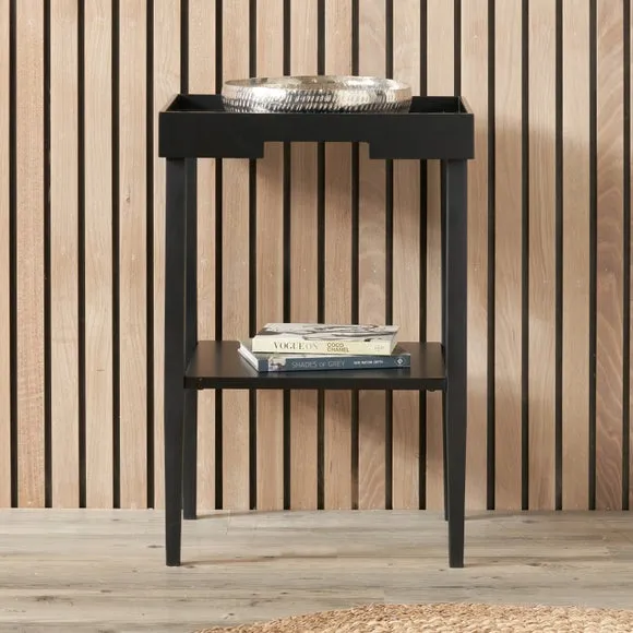 Side Table with Cut-out Detail - Black, Wood image