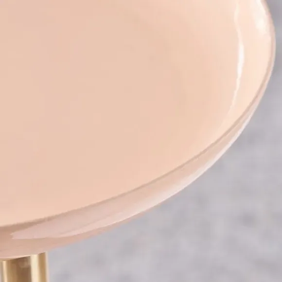 Side Table with Enamelled Top - Apricot, Metal