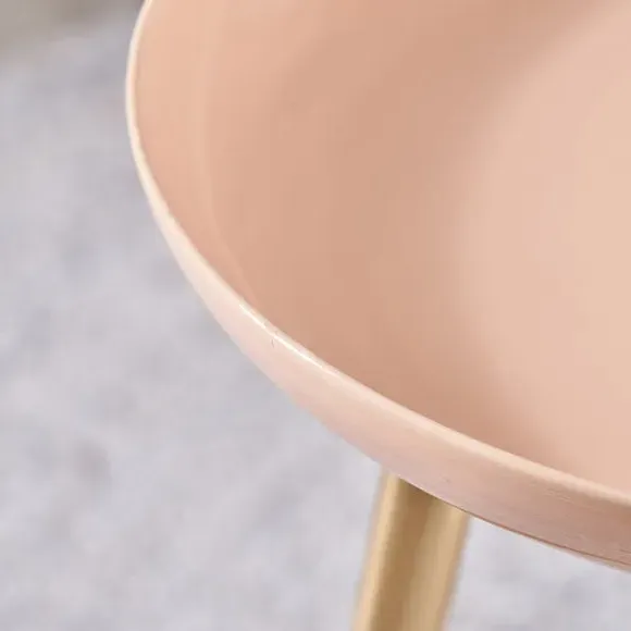 Side Table with Enamelled Top - Apricot, Metal