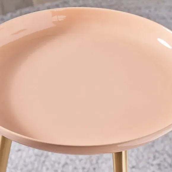 Side Table with Enamelled Top - Apricot, Metal