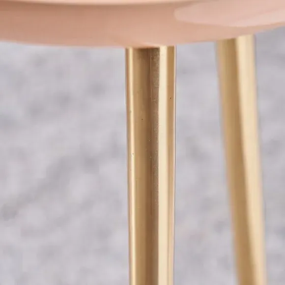 Side Table with Enamelled Top - Apricot, Metal