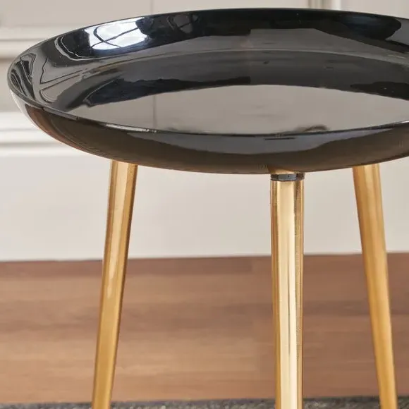 Side Table with Enamelled Top - Black, Metal