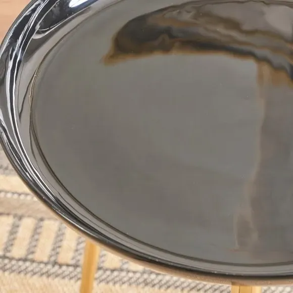 Side Table with Enamelled Top - Black, Metal