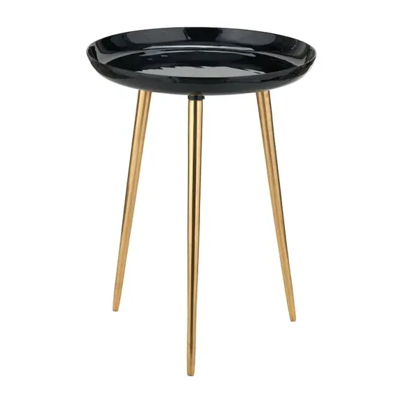 Side Table with Enamelled Top - Black, Metal
