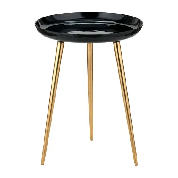 Side Table with Enamelled Top - Black, Metal