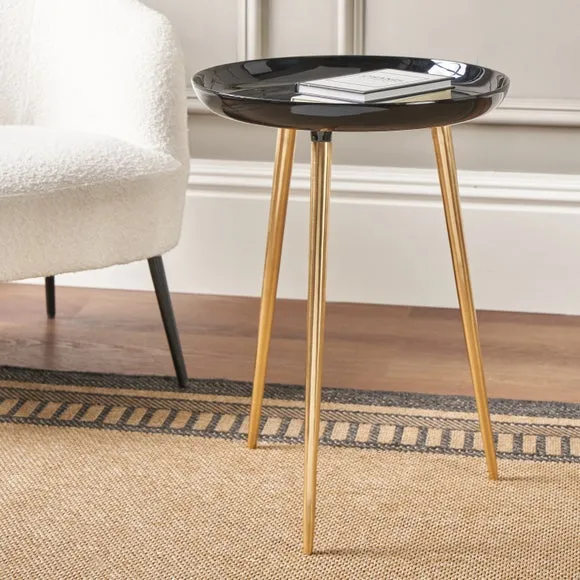 Side Table with Enamelled Top - Black, Metal