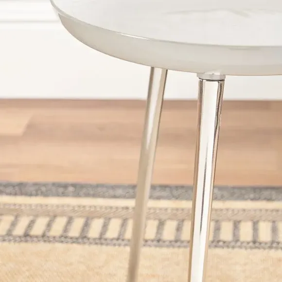 Side Table with Enamelled Top - Grey, Metal