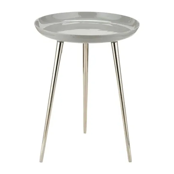 Side Table with Enamelled Top - Grey, Metal