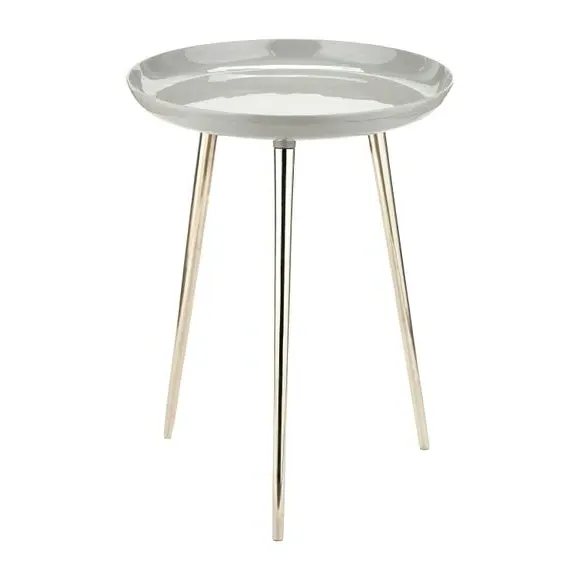 Side Table with Enamelled Top - Grey, Metal