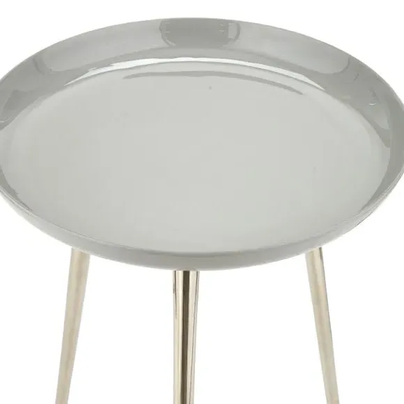 Side Table with Enamelled Top - Grey, Metal