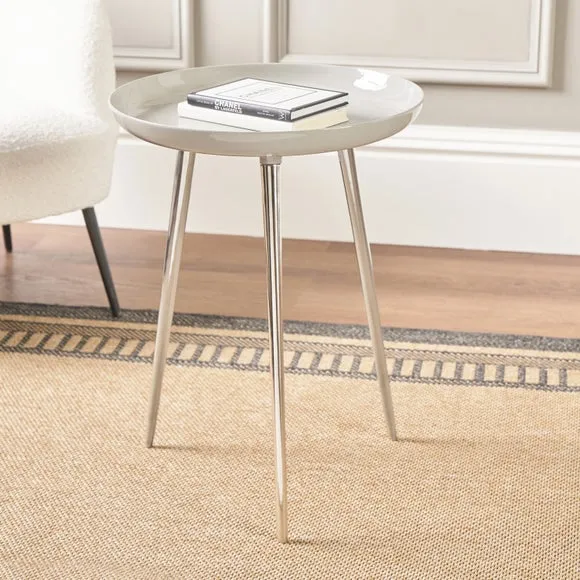 Side Table with Enamelled Top - Grey, Metal