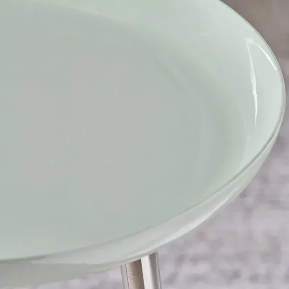 Side Table with Enamelled Top - Sage, Metal