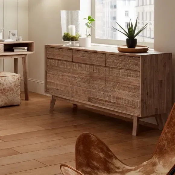 Sideboard with Clean Lines - Natural, Acacia Wood