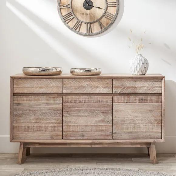 Sideboard with Clean Lines - Natural, Acacia Wood