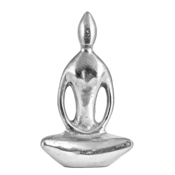 Sitting Yoga Pose Ornament - Silver, Metal