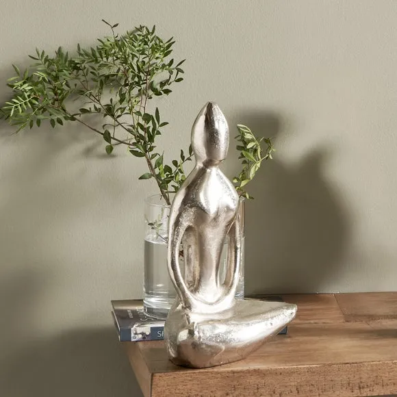 Sitting Yoga Pose Ornament - Silver, Metal