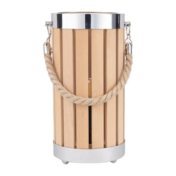 Small Lantern Table Lamp - Natural, Wood