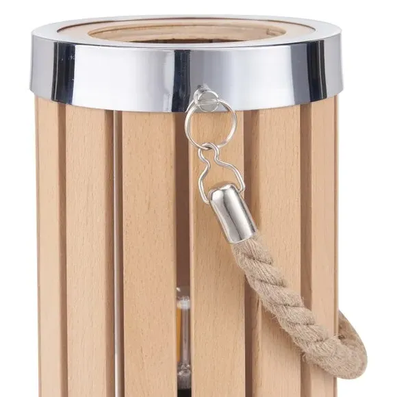 Small Lantern Table Lamp - Natural, Wood