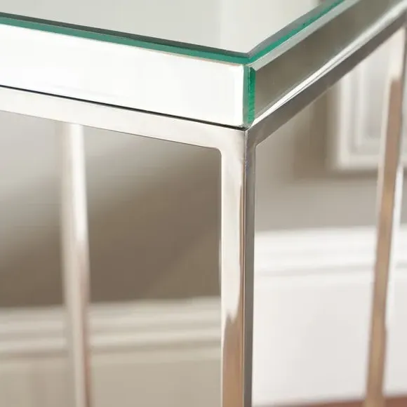 Small Square Side Table - Silver, Mirrored Glass