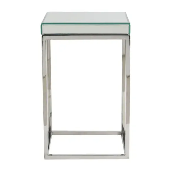 Small Square Side Table - Silver, Mirrored Glass