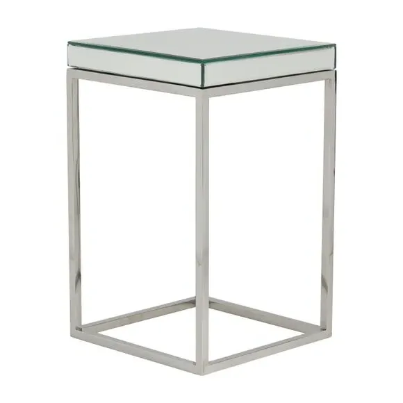 Small Square Side Table - Silver, Mirrored Glass