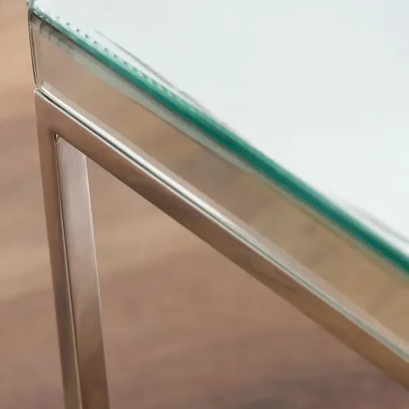 Square Coffee Table - Silver, Mirrored Glass